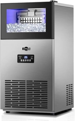 TYLZA Commercial Ice Maker 160 LBS/24H, 15" Wide Under Counter Ice Maker with 35LBS Ice Storage Capacity, Commercial Ice Machine Self Clean Stainless Steel Built-in or Freestanding Large Ice Machine 160LBS(Upgrade) White