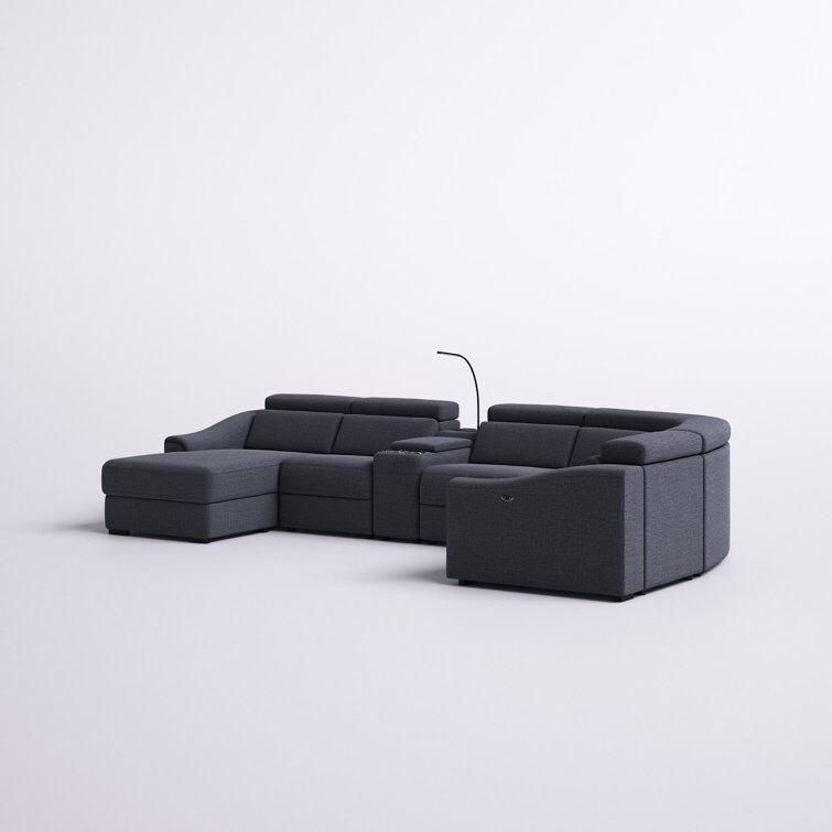 Ashonda 6 - Piece Upholstered Power Reclining Sectional Dark Grey