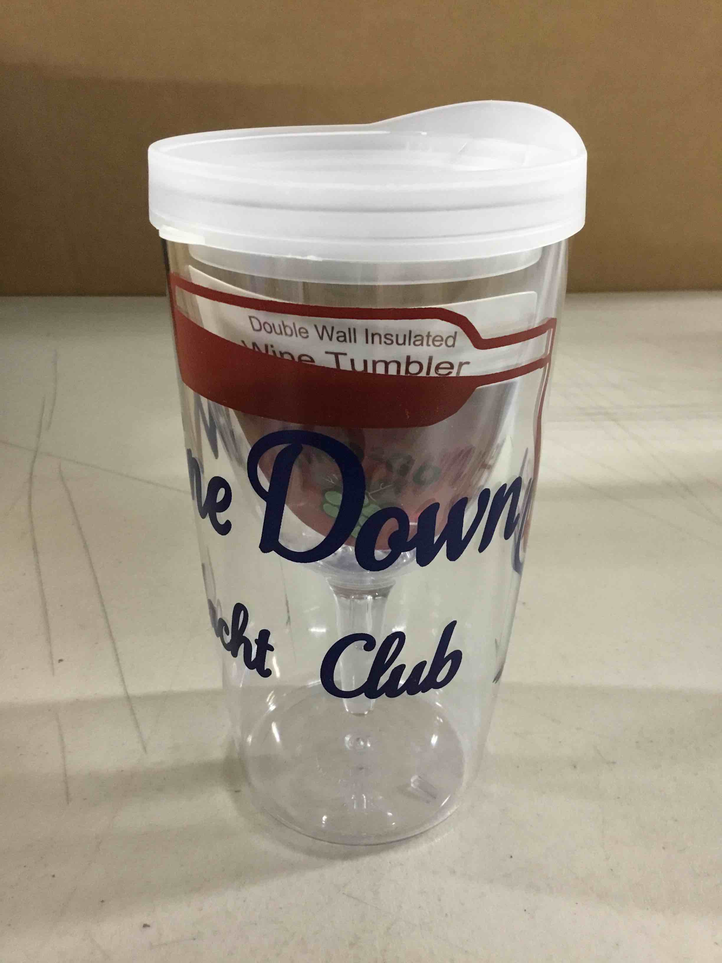 VINO2GO, Wine Tumbler, Acrylic Travel Mug, Clear 