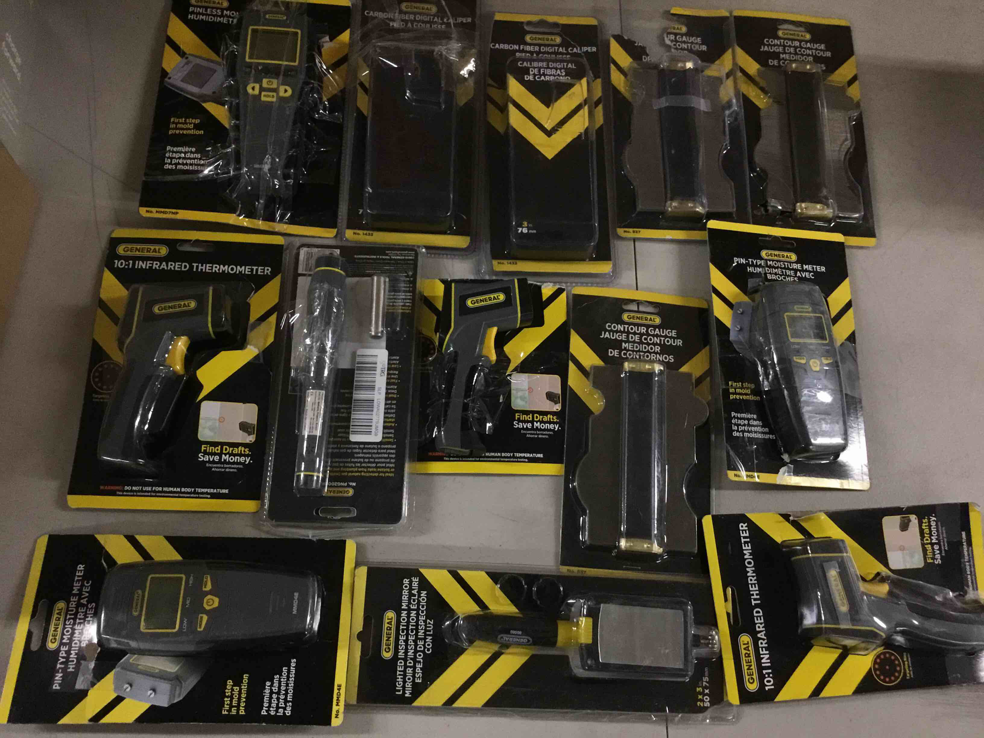 Assorted GENERAL Tools, (Digital Caliper, Digital T-Bevel, Gas Leak Detector, Moisture Meter, etc..)