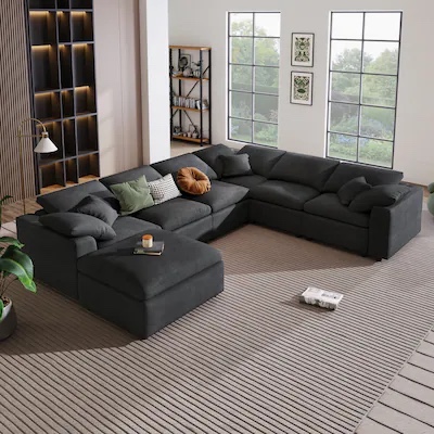 Sectional Sofa with Chaise Dark Grey