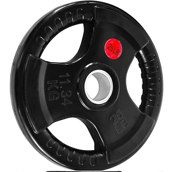 Signature Fitness Olympic 2-Inch Cast Iron Plate Weight Plate for Strength Training and Weightlifting, 25lb