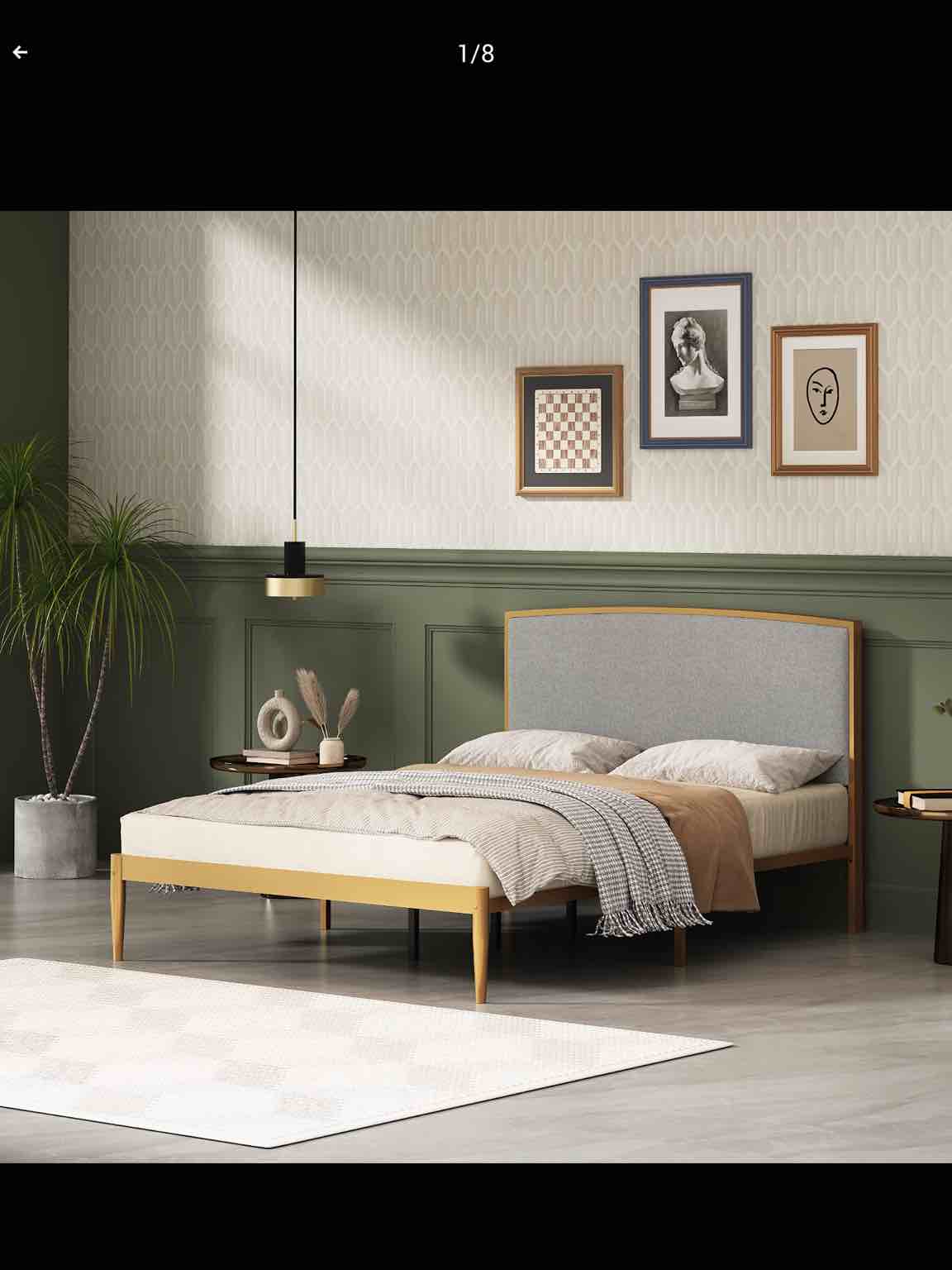 TWIN SILVER AND GOLD BED FRAME