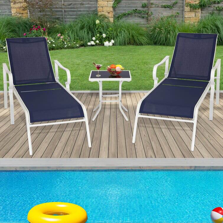 HTTH Outdoor Chaise Lounge with Table A7874RYB12