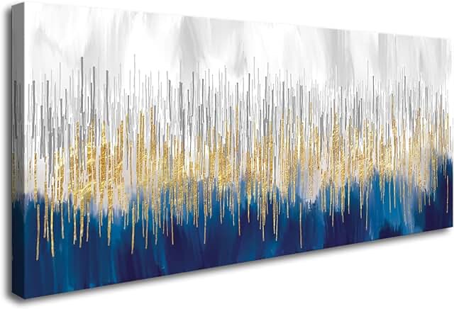 Wrapped Canvas, Gold Blue Fall