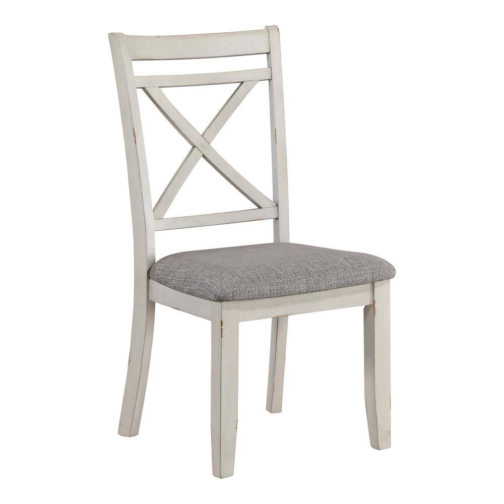 Furniture of America Paramus Gray and Antique White Upholstered Side Chairs, Pair