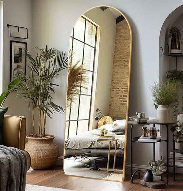 Arch-frame Floor Mirror, Gold