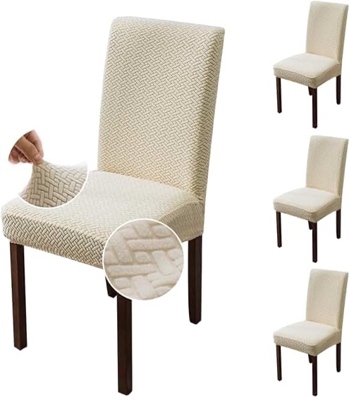 Turquoise Dining Chair Cover, Beige