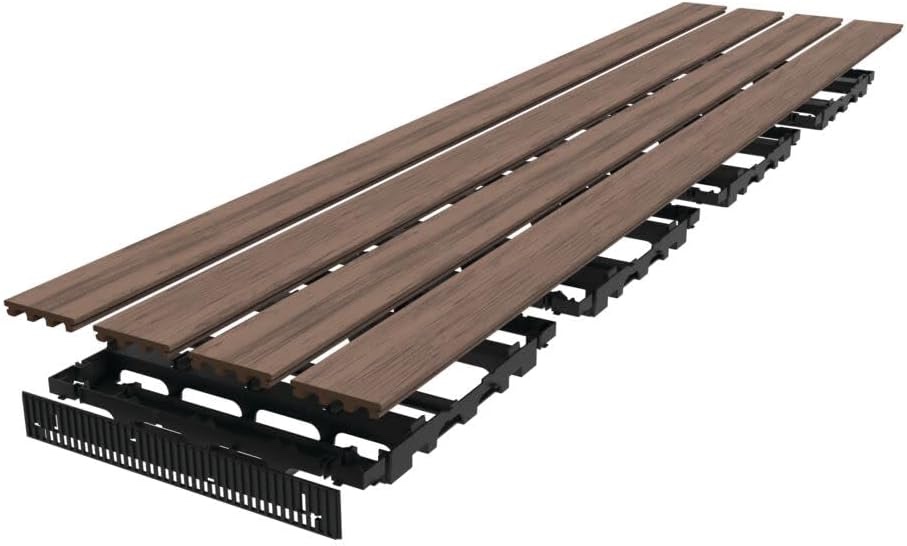 InstaDeck® Outdoor Flooring Planks, 4pk, Tropical Walnut