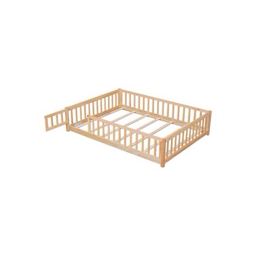 Bed Bath & Beyond Floor Platform Bed With Fence And Door, Full, Natural, ILA33757NA