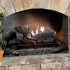 Allen and Roth vent free gas log set with remote rustic oak finish