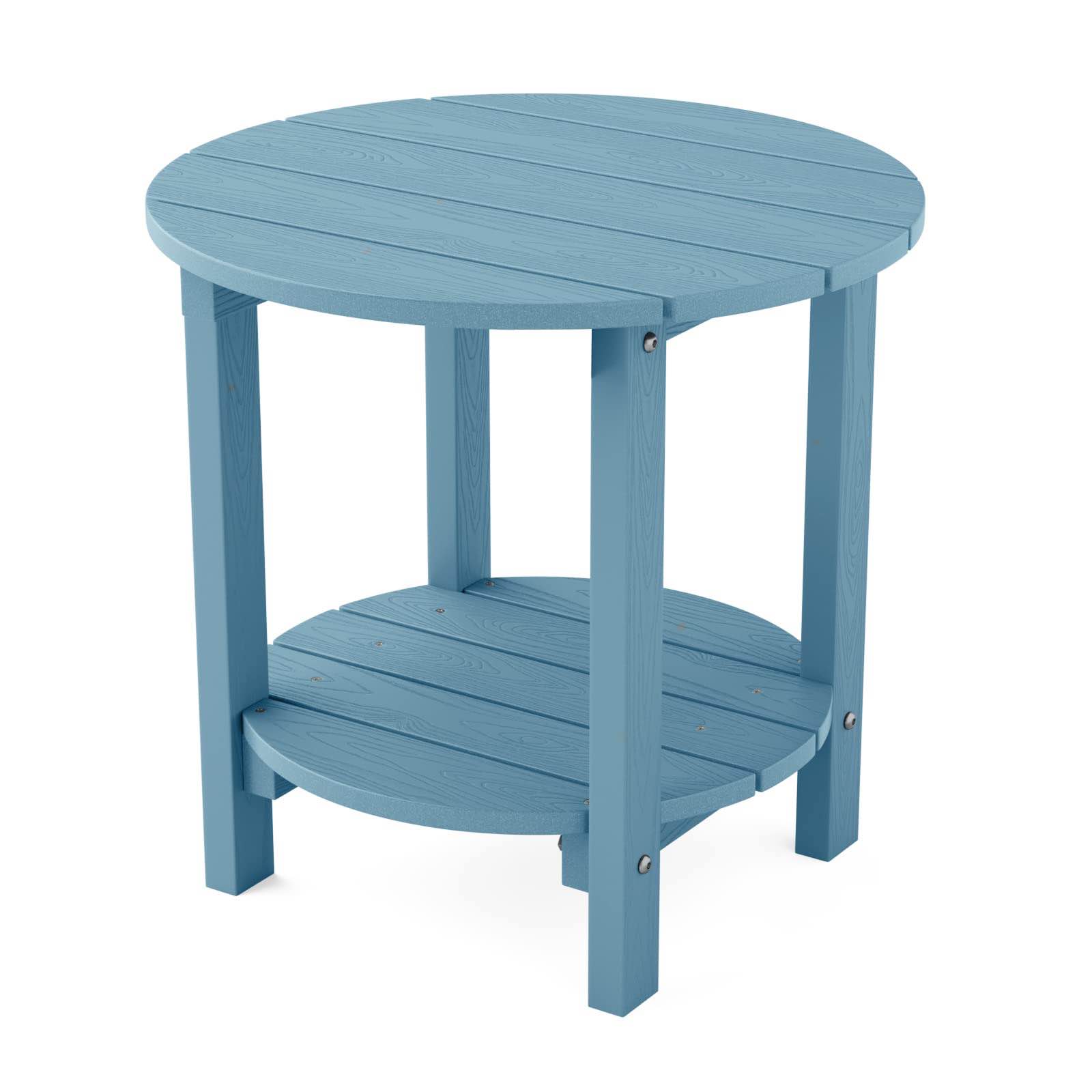YEFU Adirondack Side Table, Double Outdoor Side Table, Poly Lumber end Table, Weather Resistant for Indoor, Patio, Pool, Porch, Backyard-Blue