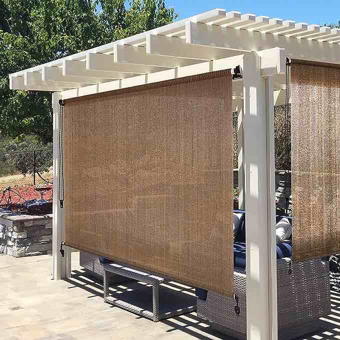 Artpuch Outdoor Roller Shades, 8’x8’, Walnut 