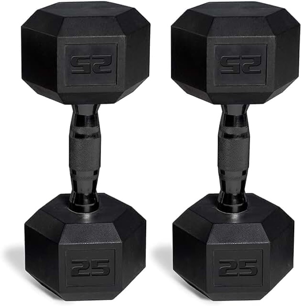 CAP 25lb Hex dumbbells, Pair, Black