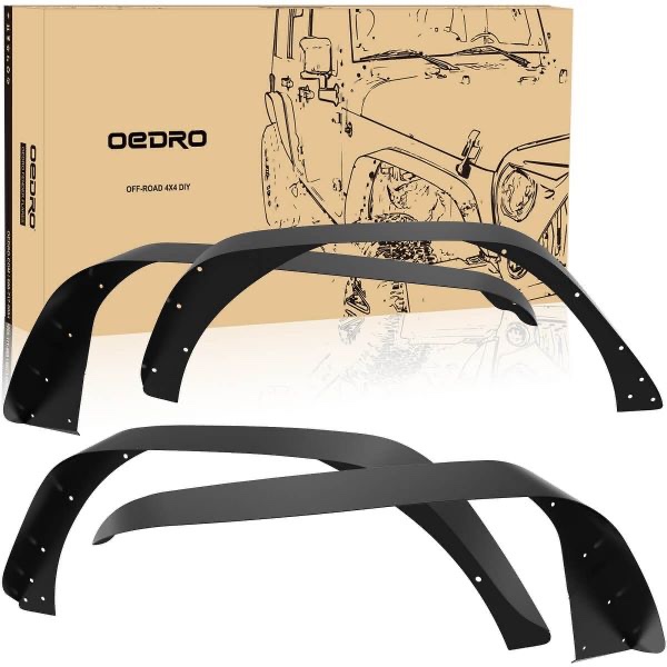 OEDRO 4 PCS Flat Front & Rear Fender Flares for 2018-2024 Jeep Wrangler JL & JLU (2 Door/4 Door) YR0801W002 DIY