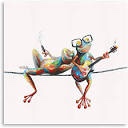 16”x 16” Canvas Wall Art, Musical Swinging Frogs