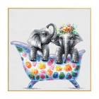 16”x 16” Canvas Wall Art, Two Baby Elephants Playing in a Bathtub