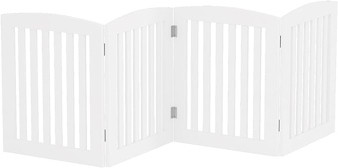 PAWLAND Wooden Freestanding Foldable Pet Gate for Dogs,White
