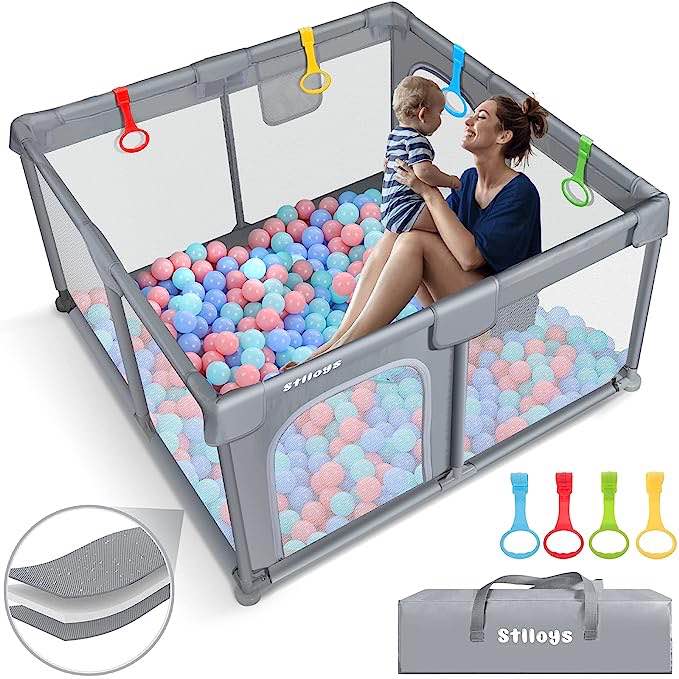Stlloys Baby Playpen, Baby Play Yard, Large Playpen for Babies and Toddlers, Baby Gates Playpen, Indoor & Outdoor Baby Activity Center
