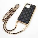 iPhone case with-black gold chain strap 