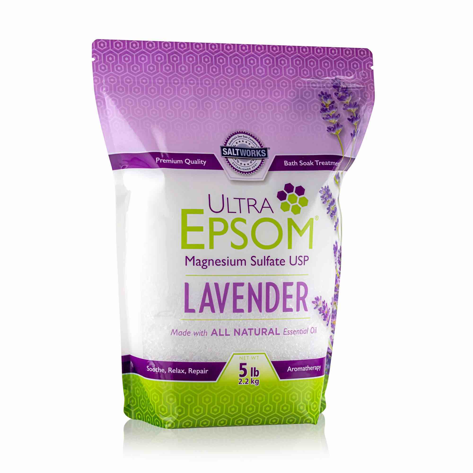 Ultra Epsom HG2475689 5 lbs Epson Salt Lavender Essential Oil