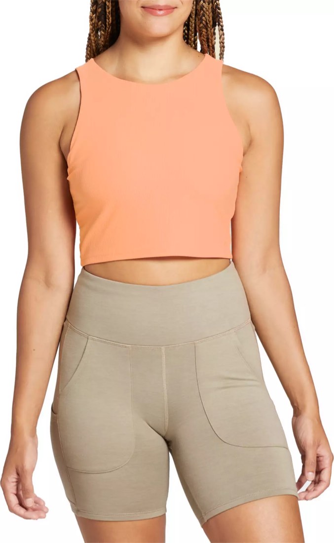 Alpine Design Women’s Rib Crop Top Tank, Bright Orange , Medium.