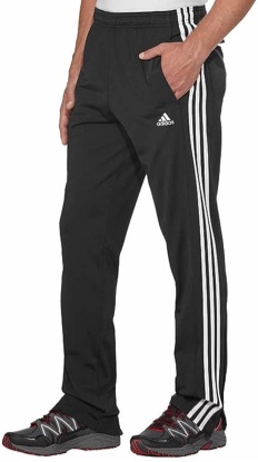 Adidas Men’s Essential Pants With Zipper on Bottom .Blue/Black Stripe.