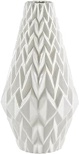 Amazon Brand – Rivet Modern Geometric Pattern Decorative Stoneware Vase, Large Centerpiece, 12.25"H, White