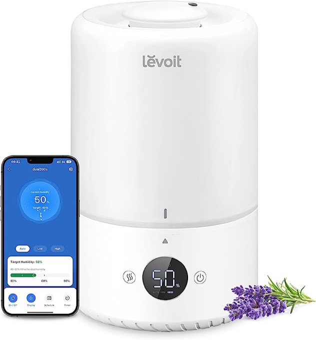 LEVOIT Humidifiers for Bedroom, Smart Top Fill Cool Mist for Baby Nursery and Plants, Wifi and Alexa Control with Humidistat, Ultrasonic, Essential Oil, 360° Rotation Nozzle, Super Quiet, 3L, White