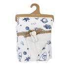 Lila and Jack Baby Blanket Blue Rocket Printed Mink with Natural Sherpa Backing Kids' Throw