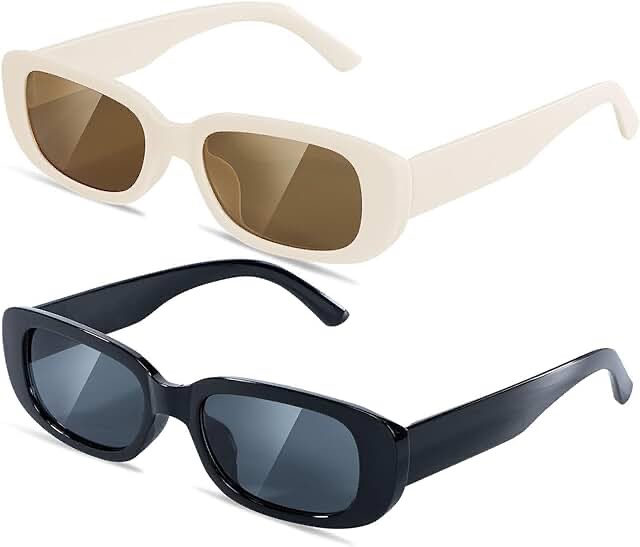 Rectangle Women’s Sunglasses Black and Beige