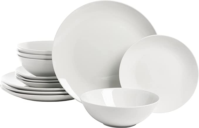 Strawberry Street Simply Coupe 24 Piece Dinnerware Set, White