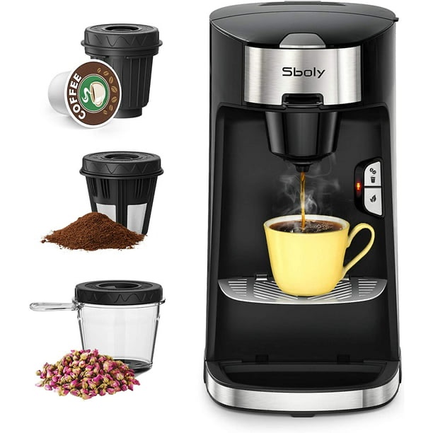 Sboly Coffee Machine 3 in 1, Tea & Coffee Maker for K Cup, Ground Coffee and Tea Leaf, Single Serve Coffee Maker Brewer with Self Cleaning, Fast Brewing Tech