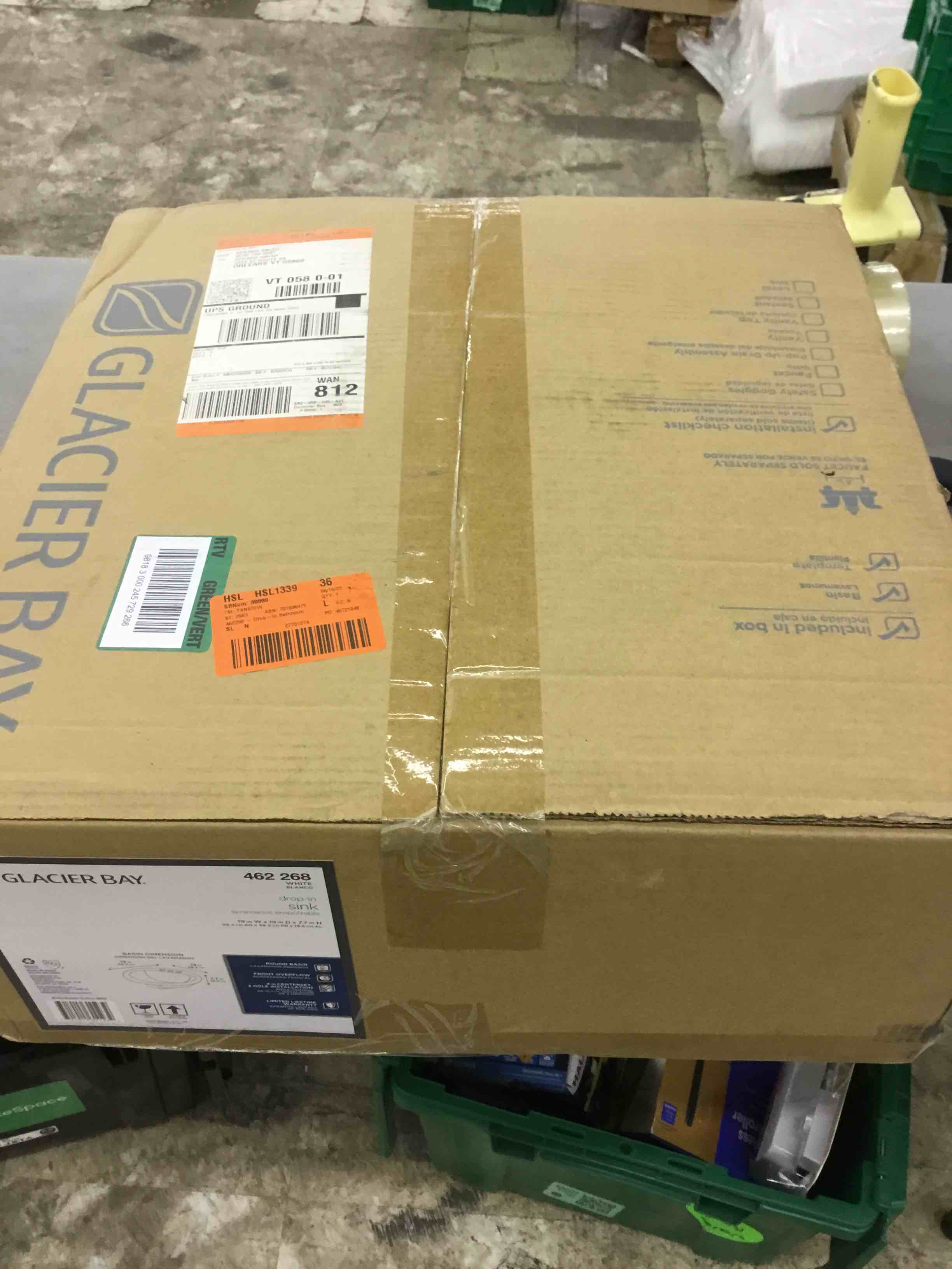 Glacier Bay Drop In Bathroom sink In White 19" X19" X 7.7"