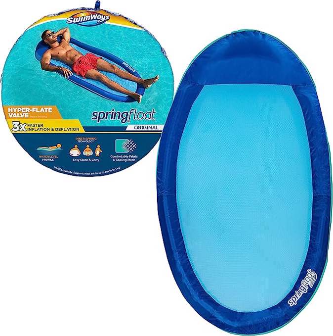 SwimWays Spring Float Inflatable Pool Lounger (Color Varies), Multi-Colored Set 2 