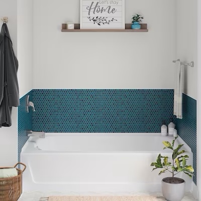 Briggs White Porcelain Enameled Steel Rectangular Skirted Bathtub with Left-Hand Drain (Common: 30-in x 60-in; Actual: 14.25-in x 30-in x 60-in)