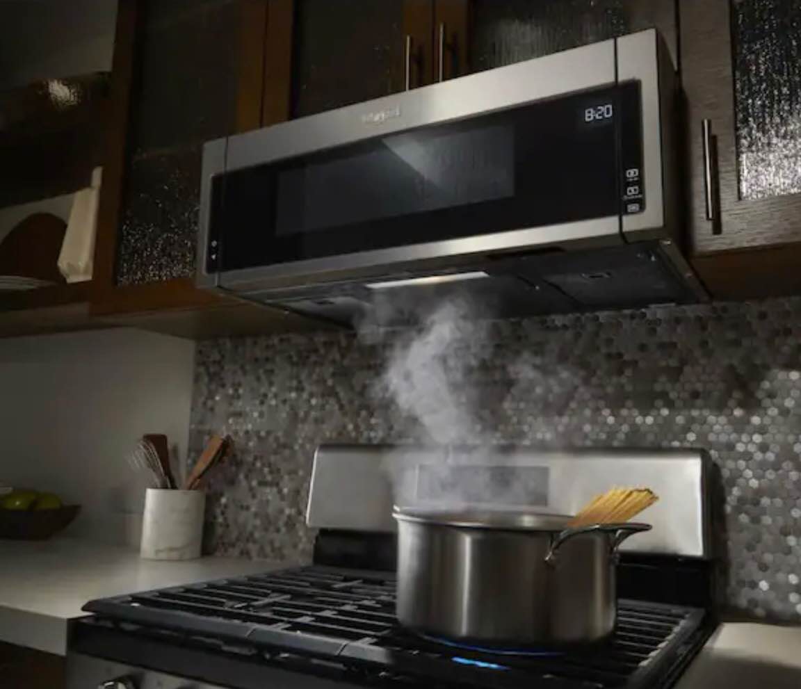 Whirlpool 1.1 cu. ft. Over the Range Low Profile Microwave Hood Combination in Stainless Steel