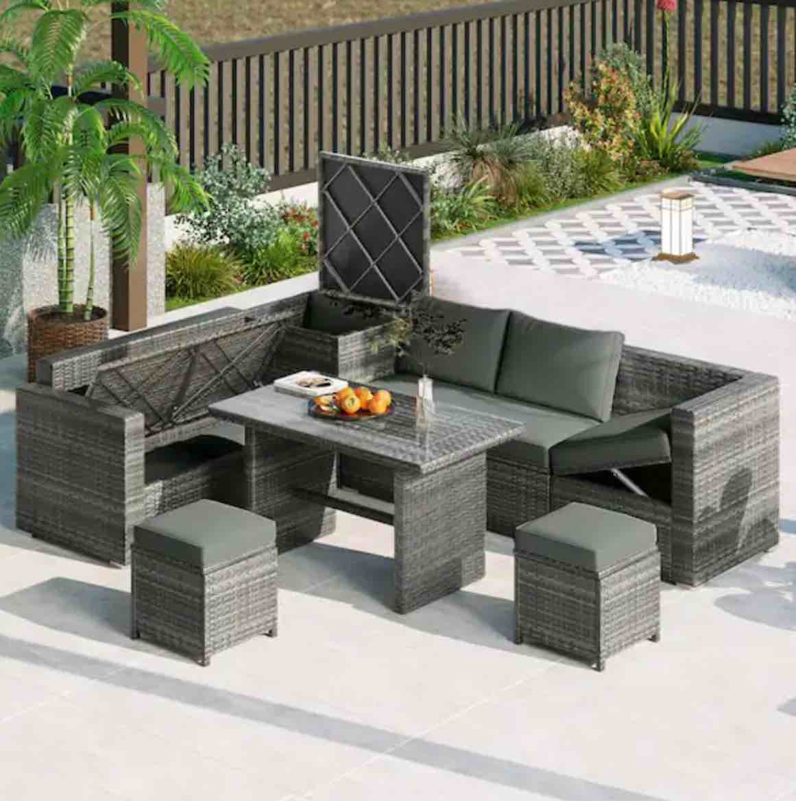 Wicker Patio Conversation Sectional Seating Set 