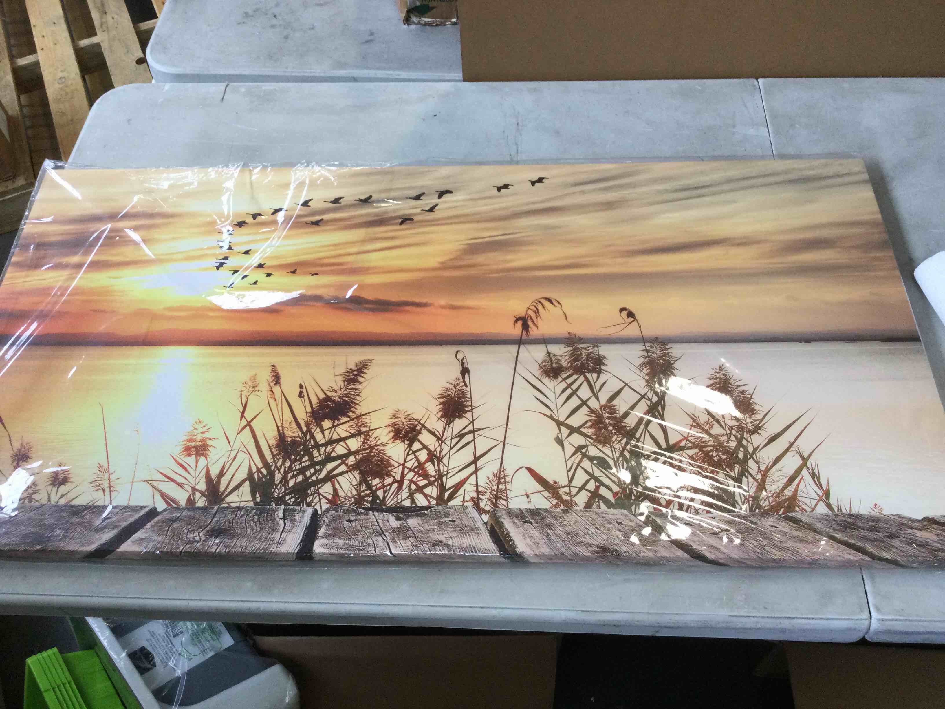 Wall Art Canvas, 20”x40” Sunset Ducks 