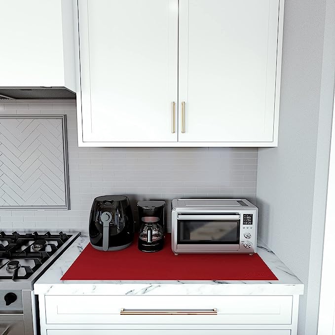 Heat Resistant Mat, Countertop Protector, Silicone Mat for Kitchen Counter, Non-Slip, Washable, Cuttable, 40 x 23.5 Inches, 2mm Thick, 1 Unit, Red