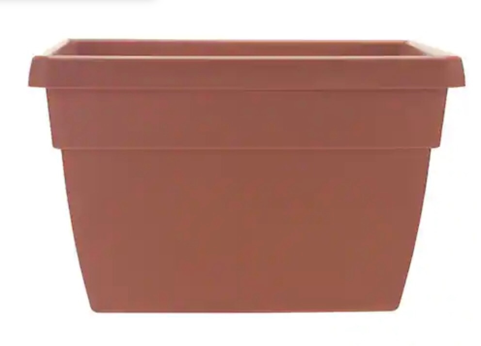 Newbury 16 in. Light Terracotta Resin Deck Rail Planter ( 2 Planters)