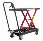 BestEquip Hydraulic Scissor 500LBS Capacity, Cart Lift Table Cart 28.5-Inch Lifting Height, Manual Scissor Lift Table w/ 4 Wheels and Foot Pump, Elevating Hydraulic Cart for Material Handling, in Red
