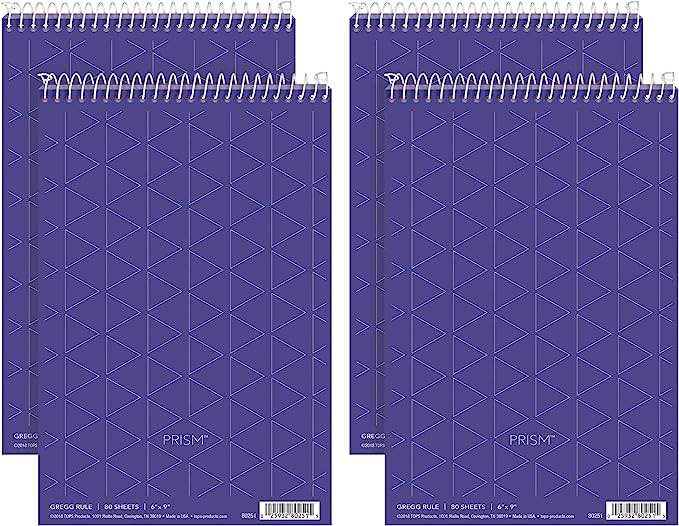 TOPS Gregg Prism Steno Notebooks 6" x 9", 80 sheets / 4 Pack purple