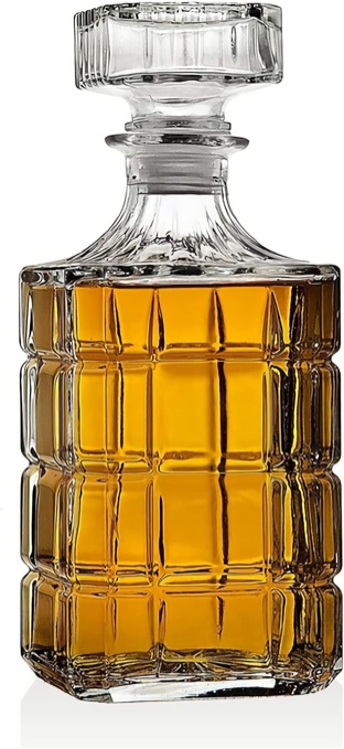 Whiskey Decanter With Glass Stopper,Liquor Decanter For Alcohol, Wine, Scotch, Brandy or Bourbon Decanter, Lead-Free Crystal Decanter Square(850ml/29oz) Pack Of 4 ) 