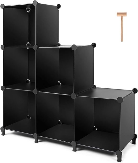 TomCare Cube Storage Organizer 6-Cube Closet Organizer Storage Shelves DIY Storage Cubes Organizer Cabinet Book Shelf for Bedroom Living Room Office, Black
