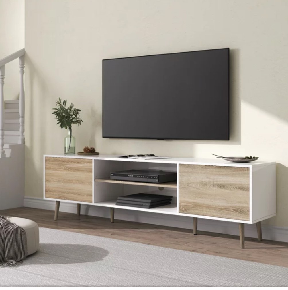 WAMPAT Mid-Century Modern TV Stand with Storage for TVs up to 75"