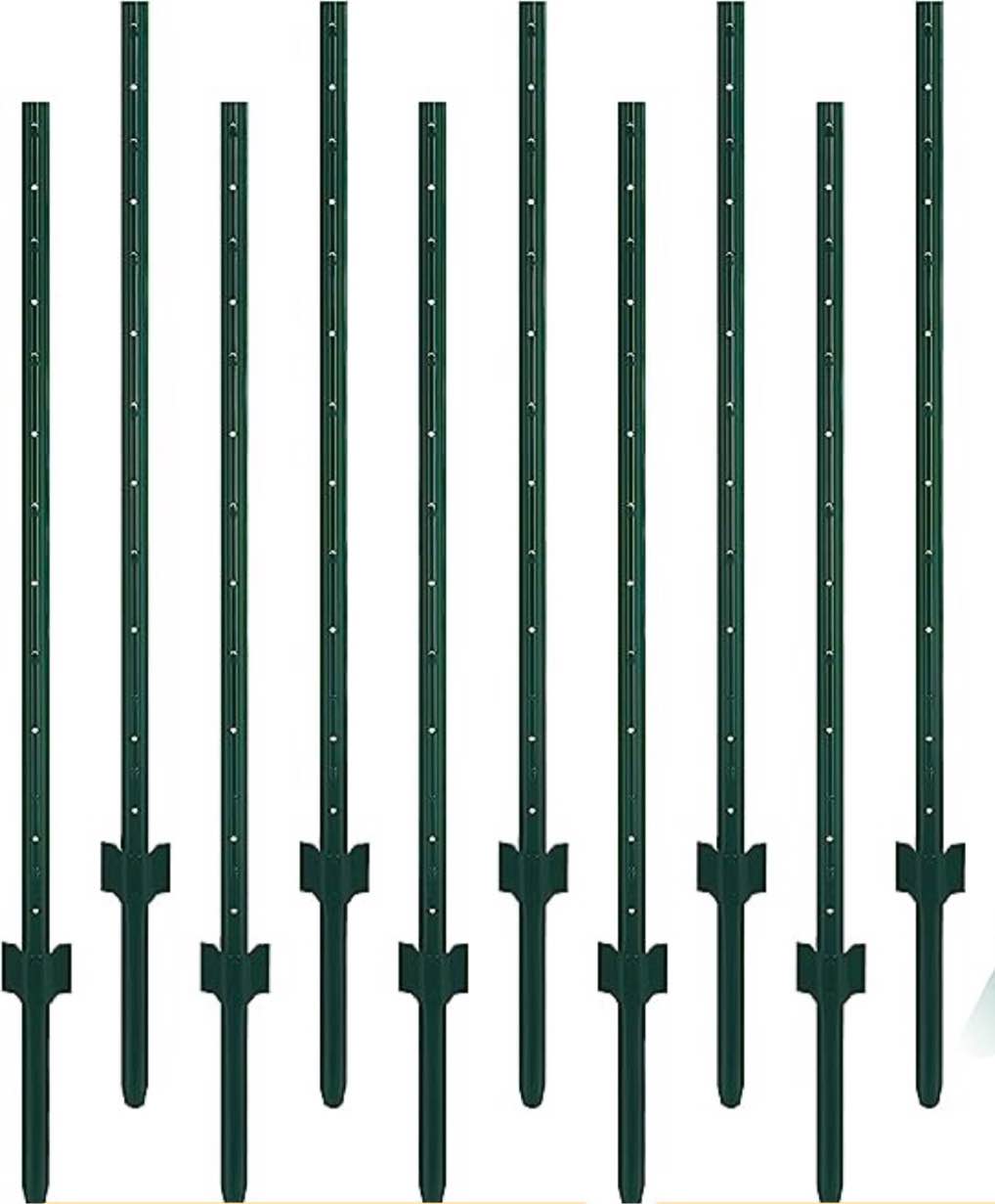7 Feet TANIVO Heavy Duty Fence Post with Spike Bottom Design (Pack 10)