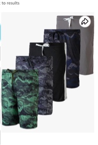 5 Pack: Boys Girls Youth Teen Printed Camo Dry-Fit Sport Active Athletic Shorts