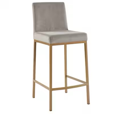 Inspire Grey/Gold Leg 26-in H Counter height Upholstered Metal Bar Stool 