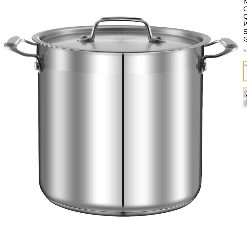 NutriChef Stainless Steel Cookware Stock Pot - 24 Quart, Heavy Duty Induction Pot, Soup Pot With Stainless Steel, Lid, Induction